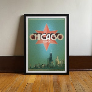 Chicago | Hancock | Affiche de voyage | Carte du parc de la ville | Art numérique | voyage vintage Impression artistique
