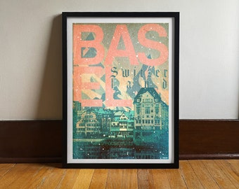Basel | Switzerland | Travel Poster | Art Print | Vintage Style | Cityscape | Wall Decor