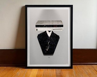 Faces of the Past | VCR | Digital Art | Vintage Art Print | Retro Tech | 80's Nostalgia
