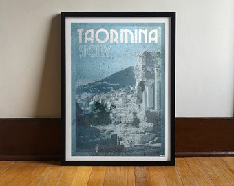 Taormina Sicily Vintage Italy Travel Poster