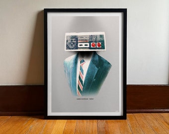 Retro Nintendo Controller Art Print: 1980s Nostalgia