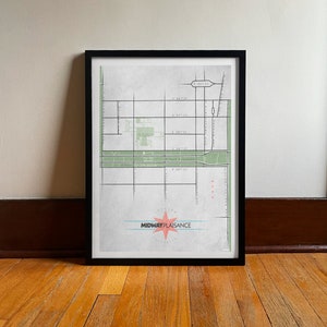 Halverwege Plaisance | Poster van de reis van de buurt van Chicago | Plattegrond Stadspark | Digitale kunst | Vintage reizen Art Print