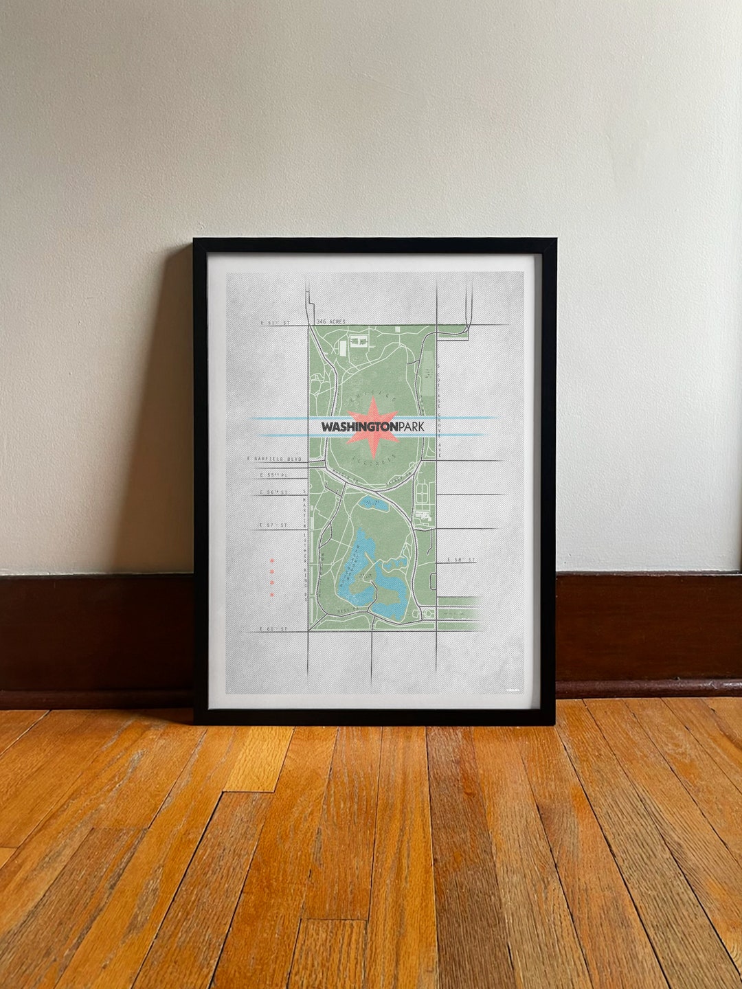 Washington Park Chicago Map Art Print: Vintage Travel Poster (digital ...