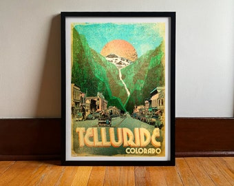Telluride Colorado Travel Poster: Vintage Rocky Mountains Art Print