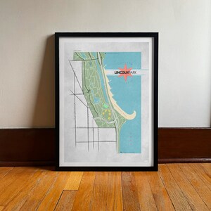 Lincoln Park | Chicago Neighborhood Reise Poster | Stadtpark Karte | Digitale Kunst | Vintage Reise Kunstdruck