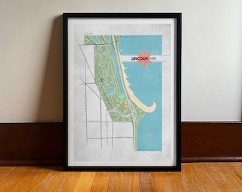 Lincoln Park Map Chicago Art Print