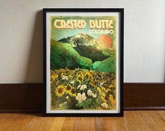 Crested Butte Colorado Vintage Travel Poster: Rocky Mountains Art Print