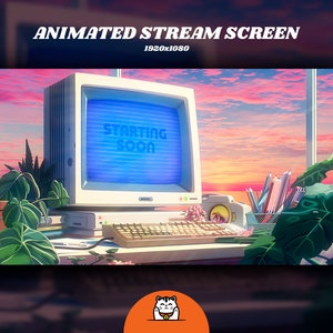 Kawaii PC Animated Stream Screens Pack/ Twitch Overlay Lofi/ Twitch Overlay Anime/ Starting - BRB - Ending - Offline & wallpaper for desktop