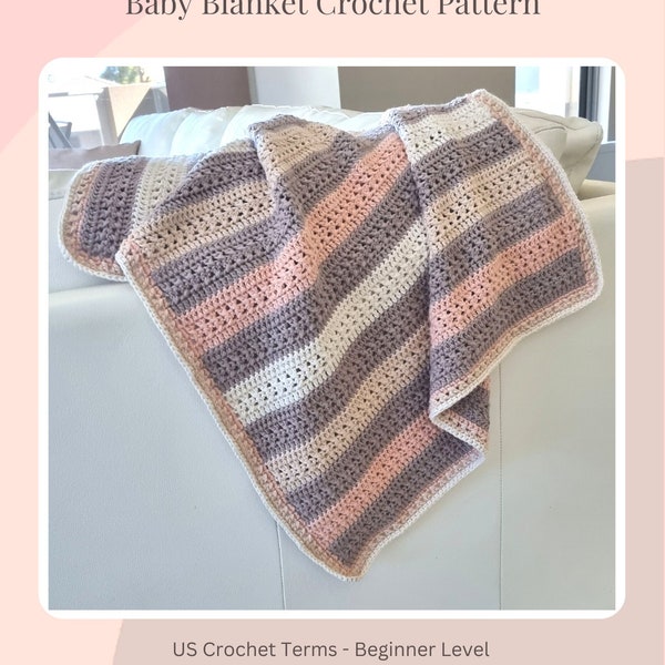 Crochet Blanket PATTERN Tiramisu - 28 Page PDF e-Book - US Crochet Terms- Easy Beginner Step by Step Tutorial - English Language