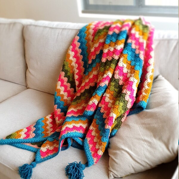 Crochet Blanket PATTERN  Gypsy Dreams - Boho Style Afghan Pattern - 38 Page PDF - US Terms English - bonus printable Crochet Project Planner
