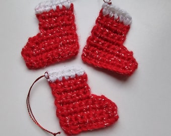 3 Handmade Stocking Christmas Ornaments for Decoration Gift Card Tag Bunting Garland Wreath - Set of 3 -  Free Delivery Ready to Ship