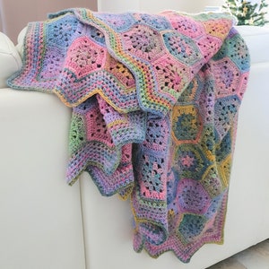 Crochet Blanket PATTERN Opal Dreams 46 Page PDF e-Book - US Crochet Terms - Premium Beginner Step by Step Photo Tutorial - English Language