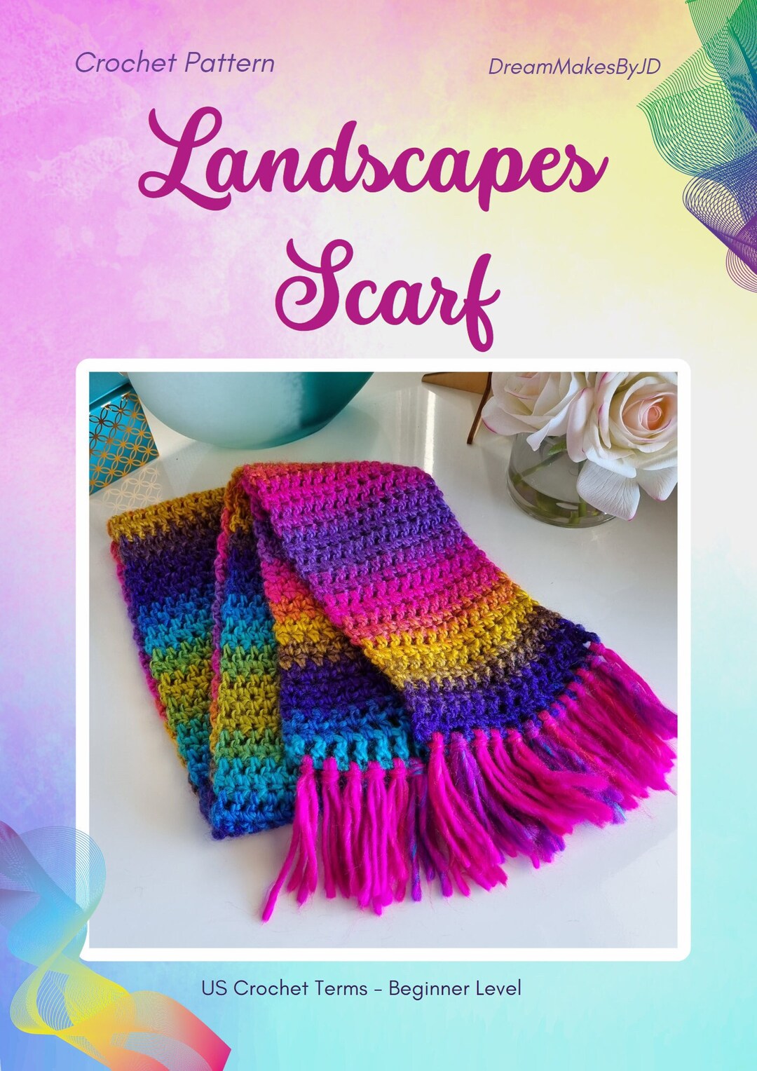 Crochet Scarf PATTERN - Landscapes Scarf Easy Beginner PDF (25 Page E ...