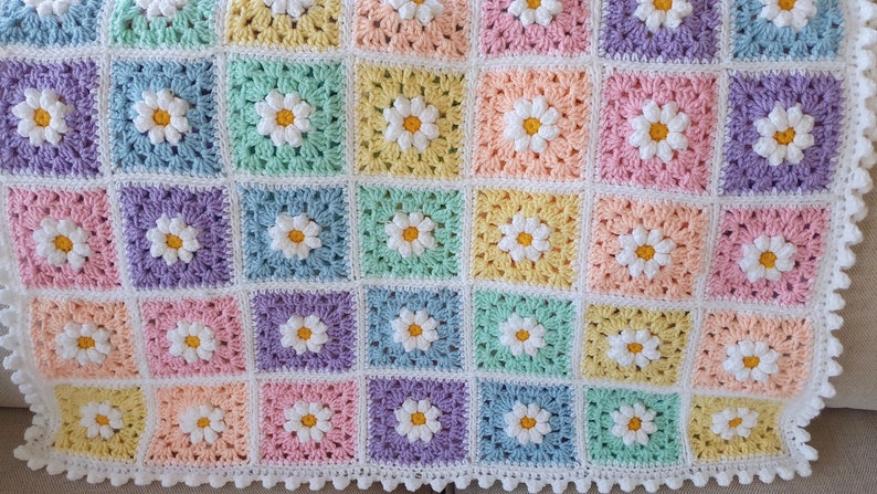 Crochet Blanket PATTERN Daisy Dreams Rainbow 25 Page PDF e-Book US Crochet Terms Easy Beginner Step by Step Tutorial English image 7