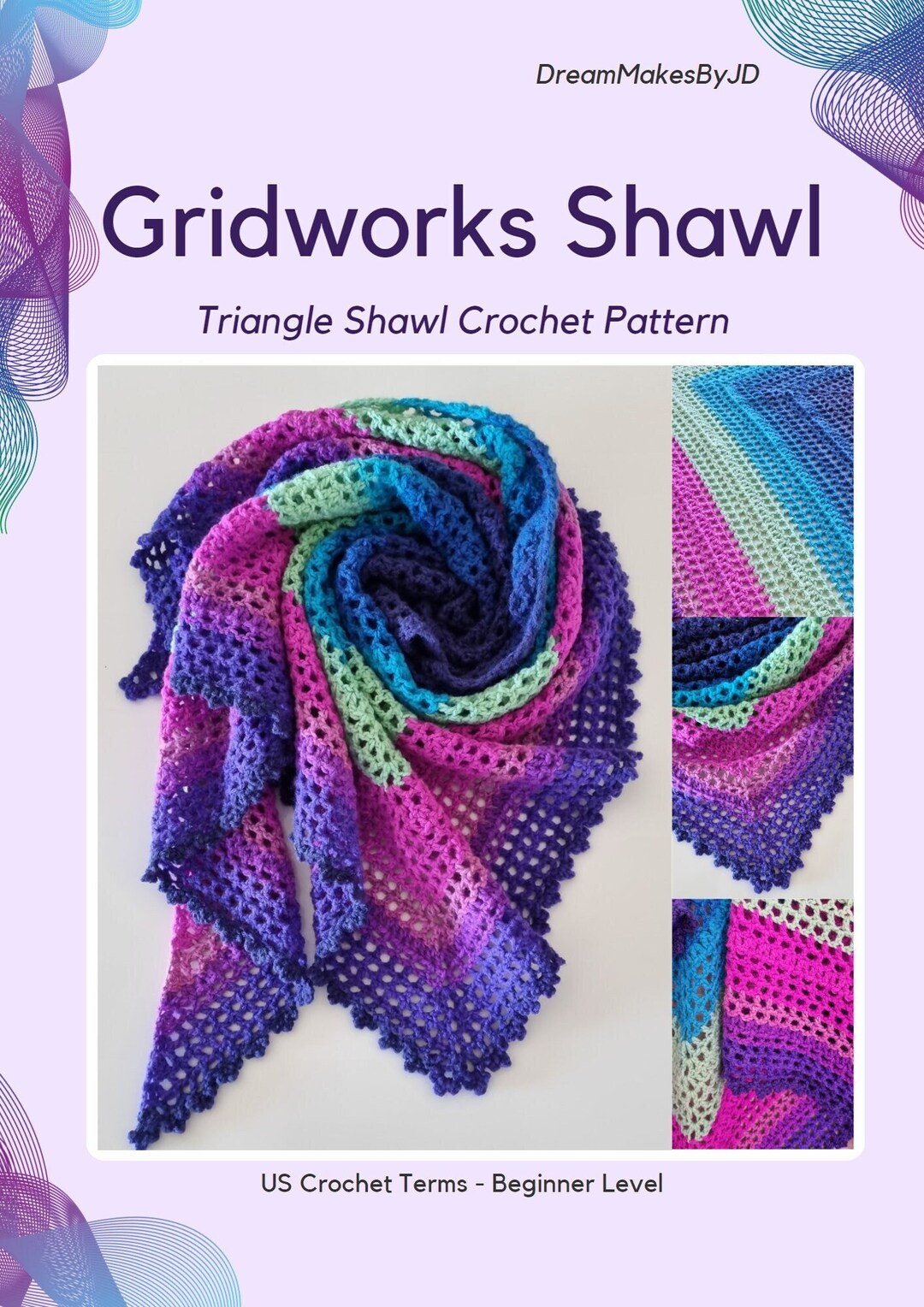 Grid Works Profile.pdf Crochet Shawl PATTERN- Gridworks Shawl Easy Beginner Level PDF (32 Page ...