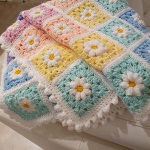 Crochet Blanket PATTERN Daisy Dreams Rainbow 25 Page PDF e-Book US Crochet Terms Easy Beginner Step by Step Tutorial English image 4