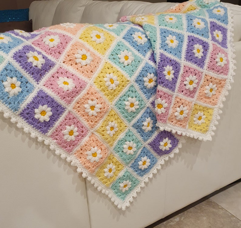 Crochet Blanket PATTERN Daisy Dreams Rainbow 25 Page PDF e-Book US Crochet Terms Easy Beginner Step by Step Tutorial English image 8