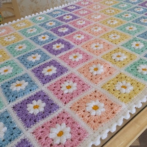 Crochet Blanket PATTERN Daisy Dreams Rainbow 25 Page PDF e-Book US Crochet Terms Easy Beginner Step by Step Tutorial English image 6