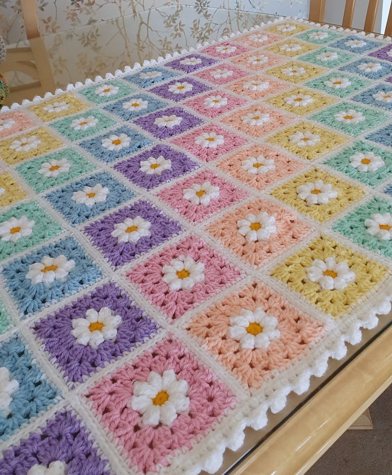 Crochet Blanket PATTERN Daisy Dreams Rainbow 25 Page PDF e-Book US Crochet Terms Easy Beginner Step by Step Tutorial English image 6