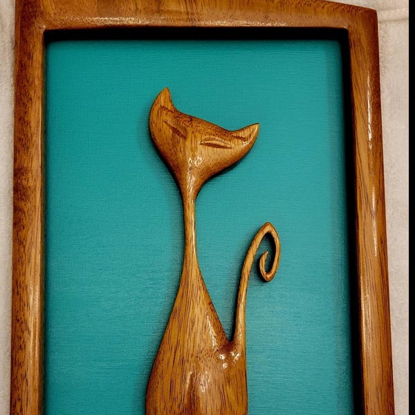 Enkele moderne kattenmuurkunst uit het midden van de eeuw op handbeschilderd canvas paneel