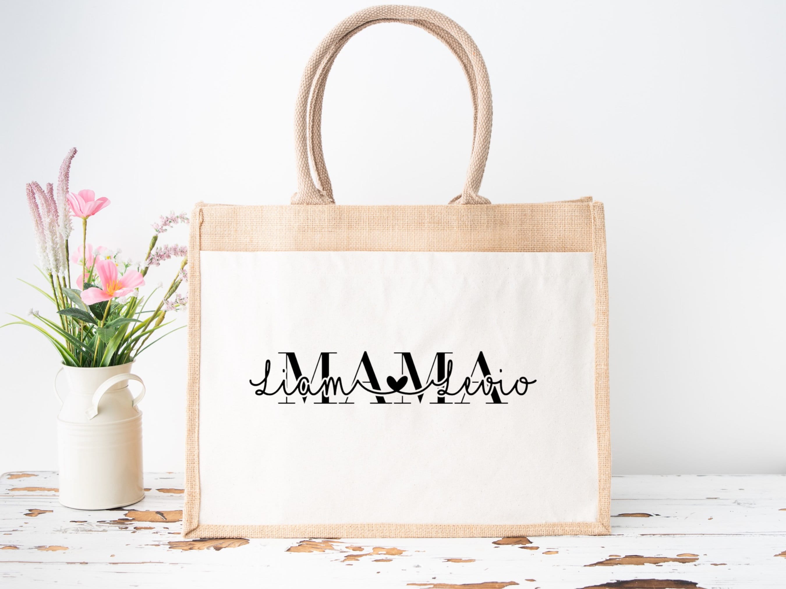 Personalisierte Jutetasche MAMA Individuelles Muttertagsgeschenk Dankeschön  Weihnachten Geburtstag Shopper Tasche Shopping Bag - .de