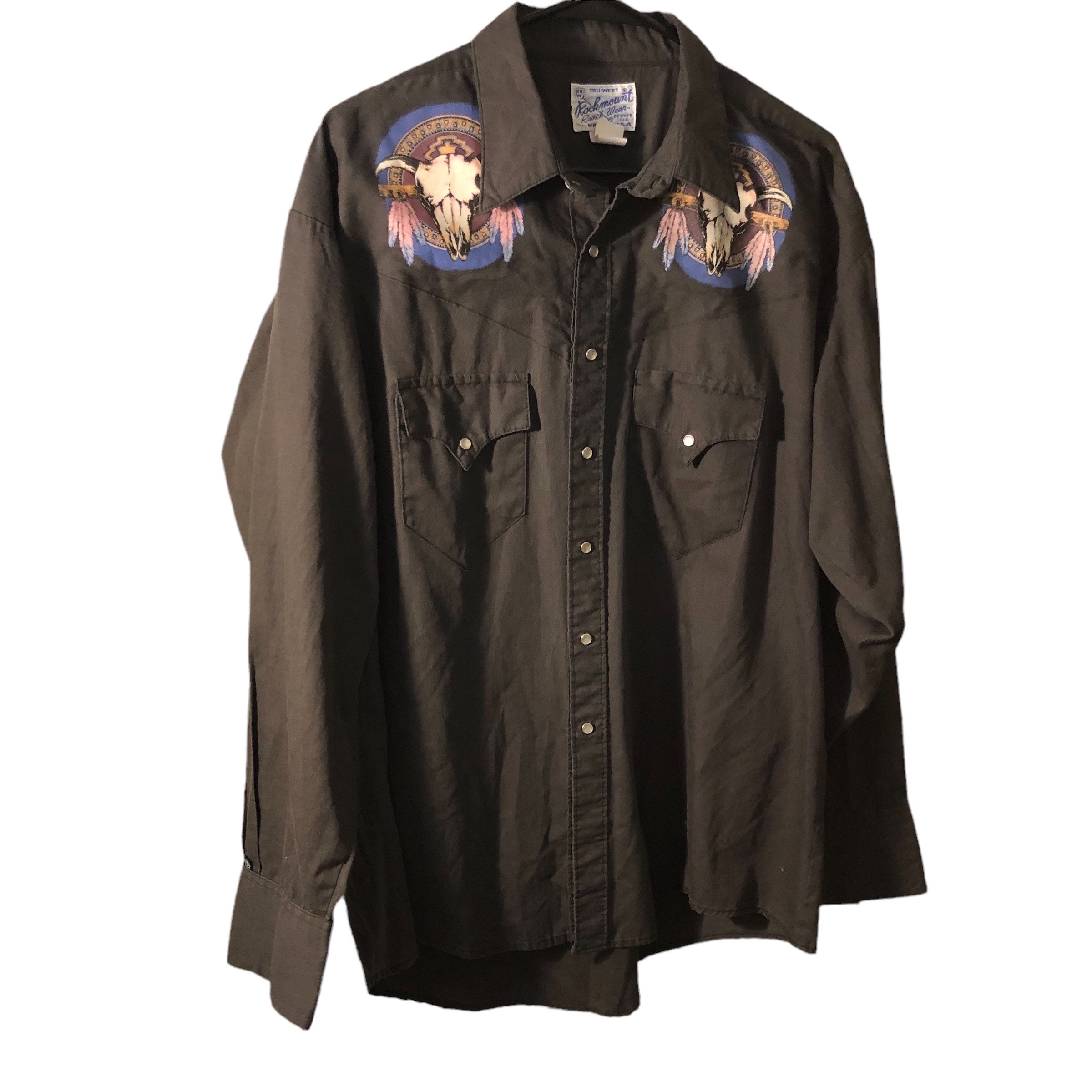 Vintage Rockmount Ranch Wear Button Down Shirt With Pearled Button ...