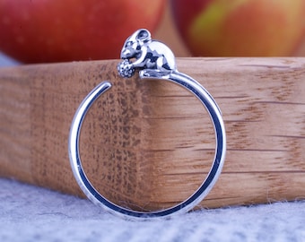 Anello per mouse regolabile / Anello in argento sterling 925 / Anello impilabile / Gioielli per mouse / Anello minimale / Anello per mouse / Gioielli per animali