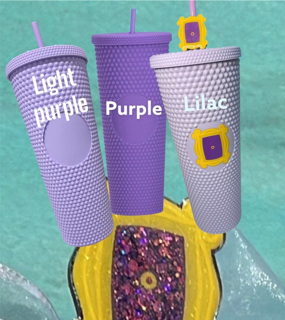 Lilac or Purple FRIENDS Inspired Studded Tumbler straw Topper 