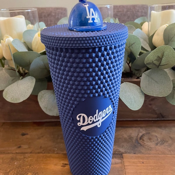 Gobelet bleu marine clouté inspiré des Dodgers -24 oz (Le haut de gamme en paille est vendu séparément)