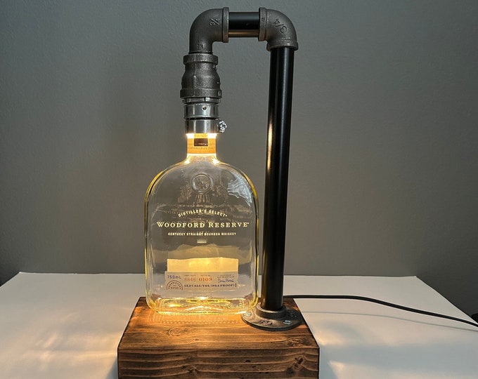 Woodford Reserve Lamp, Liquor Bottle Lamp, Iron Pipe Lamp, Home Bar ...