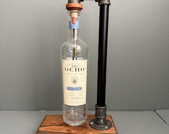 Tequila Ocho Plata Lamp, Tequila Gift, Liquor Bottle Light, Gift for Him or Her, Home Office Decor, Barware