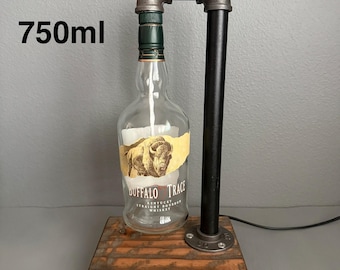 Buffalo Trace Lamp, Bourbon Gift, Whiskey Light, Iron Pipe Lamp, Buffalo Trace Gift, Home Bar Decor, Rustic Desk Lamp, Liquor Bottle Light