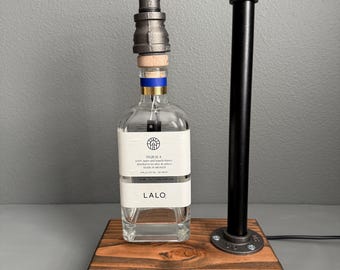 Lalo Tequila Lamp, Tequila Gift, Lalo Tequila Bottle, Gift for Him or Her, Liquor Bottle Light, Home Bar Decor, Rustic Desk Lamp