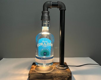 Corazón Tequila Lamp, Tequila Light, Liquor Bottle Light, Corazón Blanco Bottle, Unique Birthday Gift, Home Bar Lamp, Office Desk Lamp