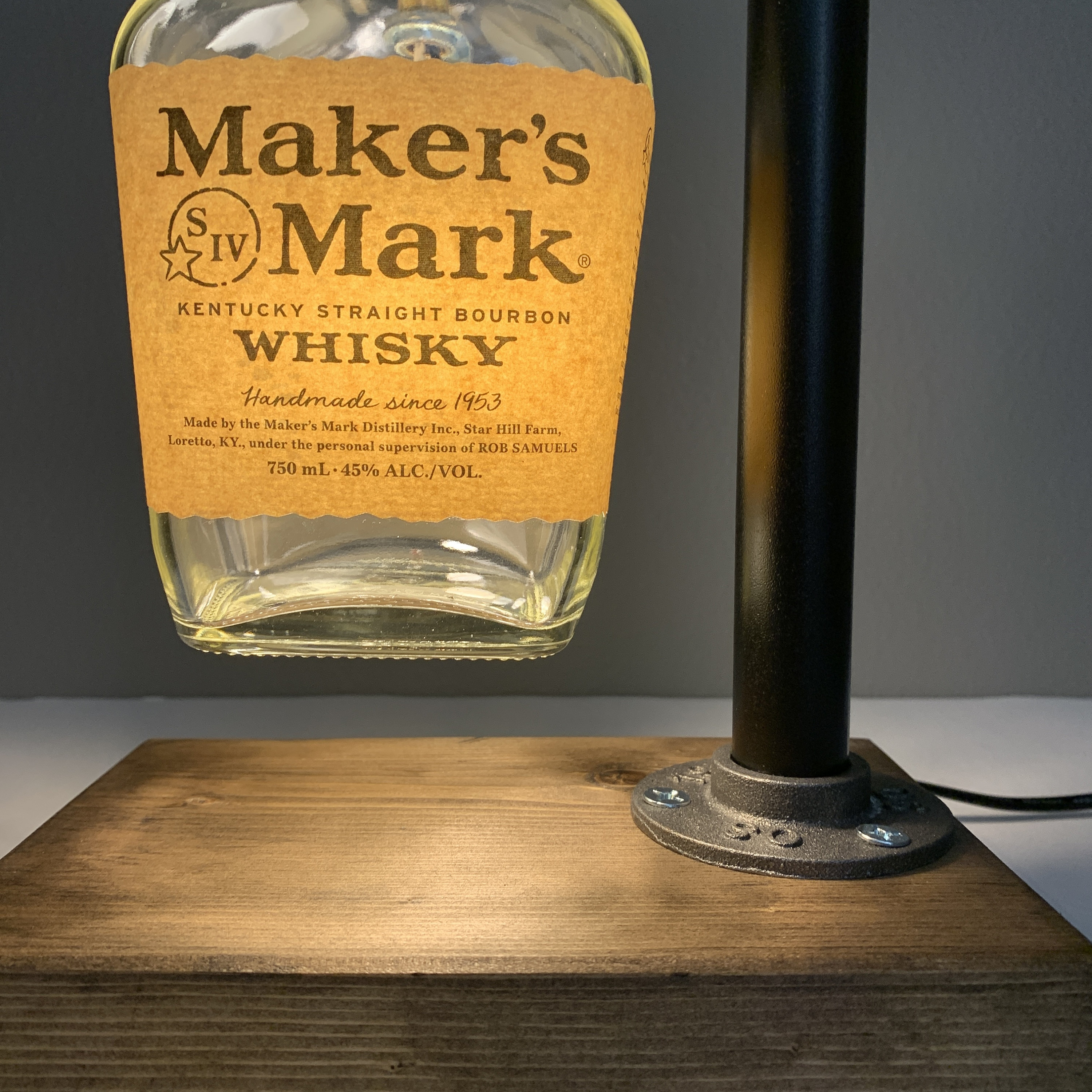 Maker's Mark Lamp, Liquor Bottle Lamp, Whiskey Bottle Light