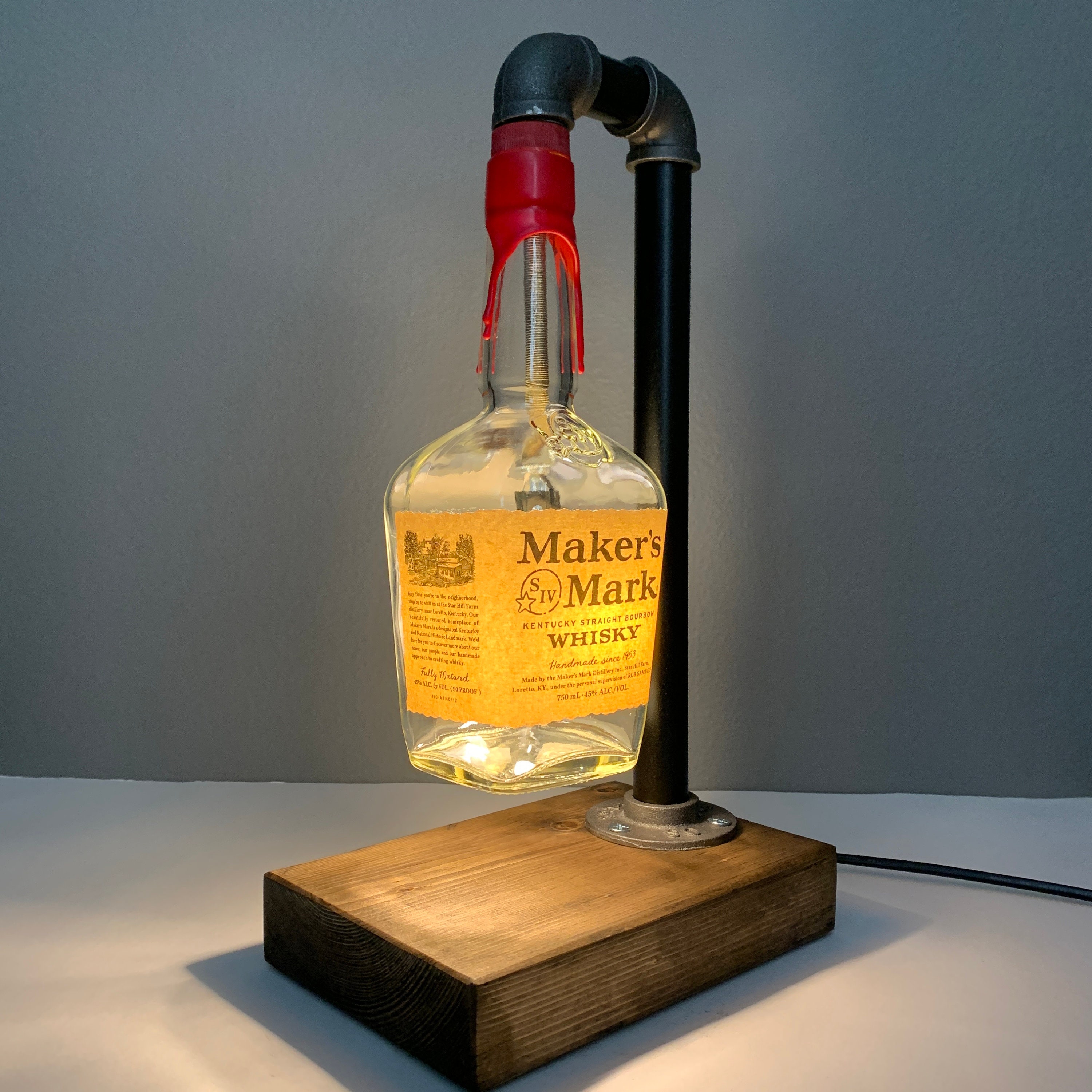 Maker's Mark Lamp, Liquor Bottle Lamp, Whiskey Bottle Light