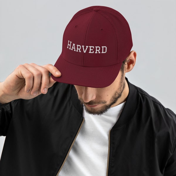 Harverd Misspelled Embroidered Trucker Cap | Harvard University Hat | Sorority or Fraternity Funny/Punny Gag Gift | Preppy Apparel