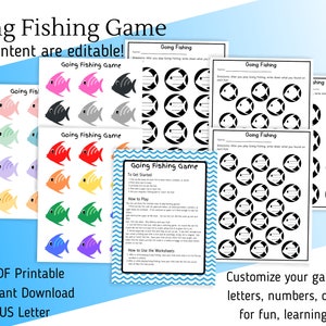 Fishing Game for Kids Editable Printable, Magnetic Fishing Game for Toddlers, Numbers Fishing Game, Letters Fishing Game