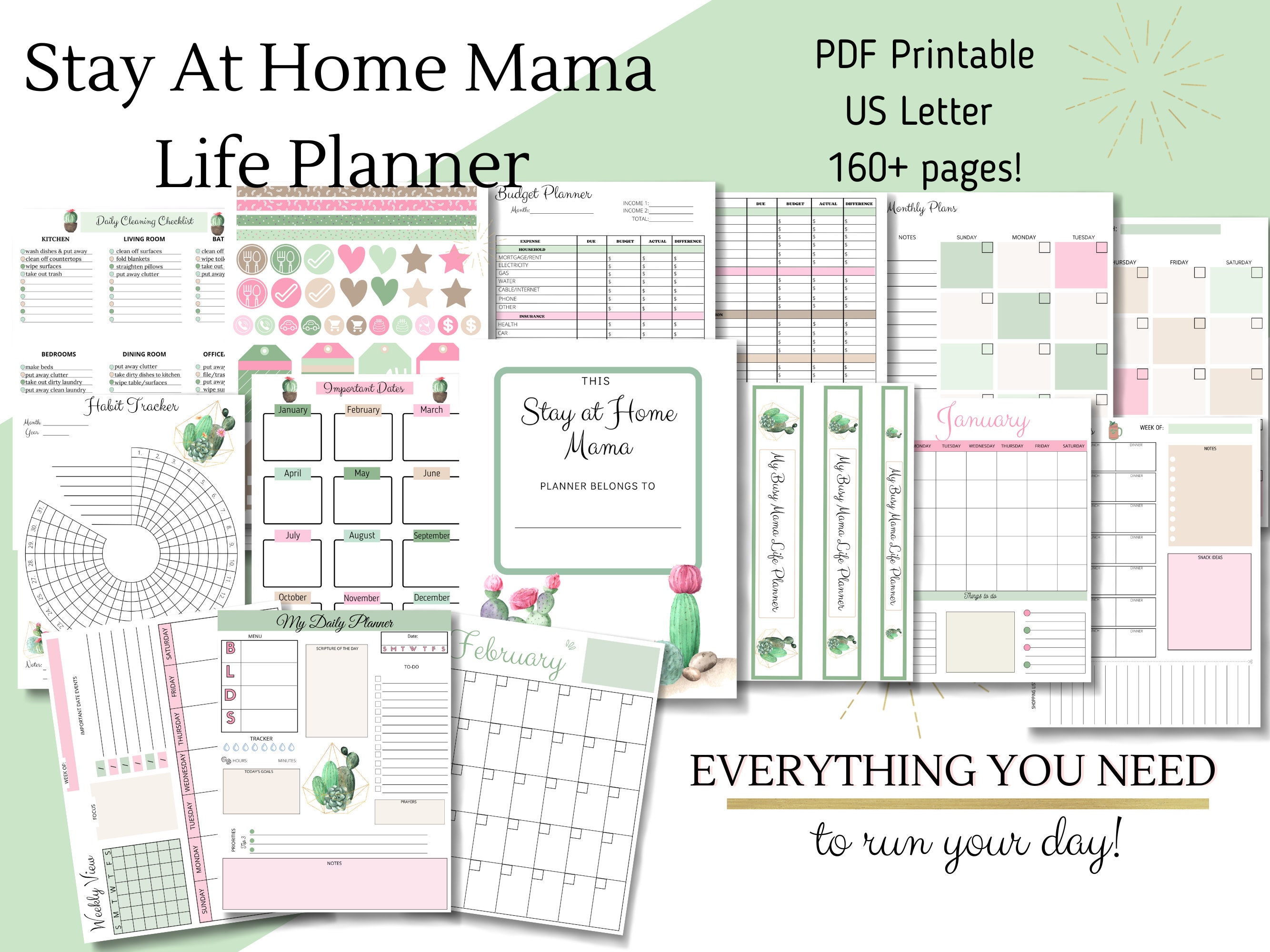Stay at Home Mama Planner, Mom Planner, Printable Planner, Life Planner ...