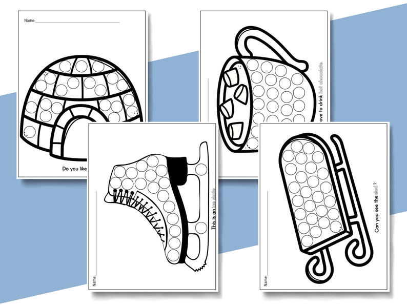 Winter Themed Dot Marker Printables, Doadot Printable, Winter Dot