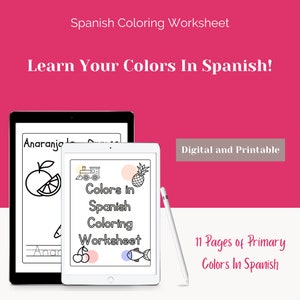Color Words in Spanish - Coloring Book, PDF, Tracing