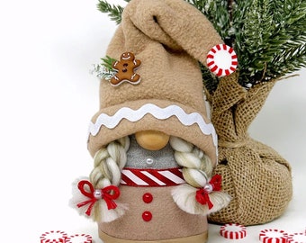 Small Gingerbread Female Gnome | Christmas Decor, Tiered Tray Decor, Handmade Gift
