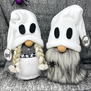 Ghost Gnome Couple | Halloween Themed Gnomes, Fall Decor, Handmade Gift