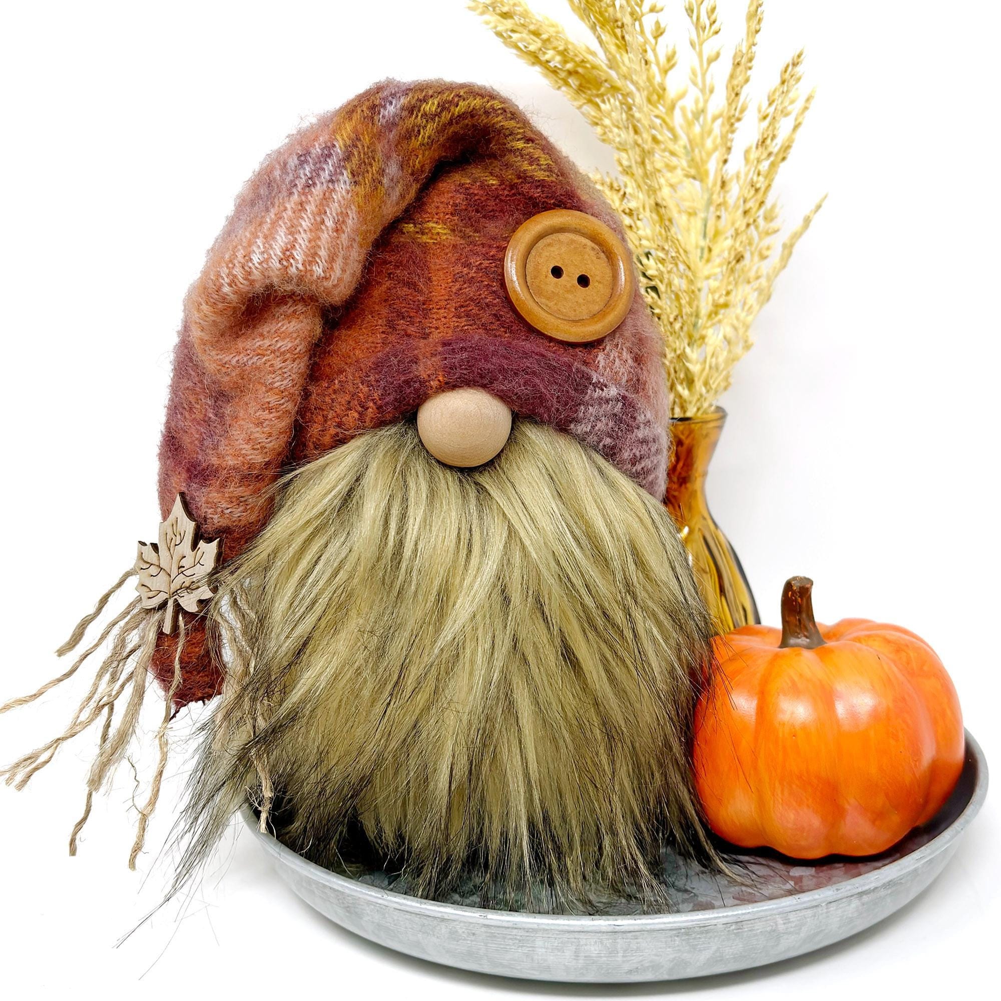 Fuzzy Plaid Fall Gnome | Fall Gnome Decor, Tomte, Autumn Decorations, Handmade Gift