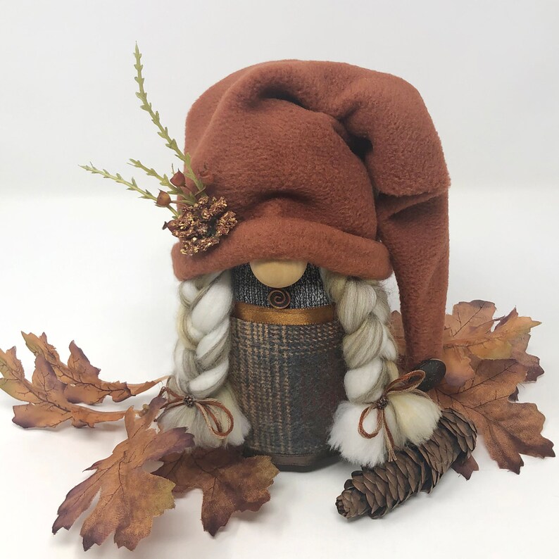 Earthy Plaid Female Gnome Fall Gnome Garden Gnomes Forest Etsy
