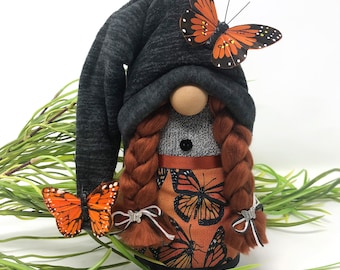 Female Gnome With Monarch Butterflies | Butterfly Gnome, Home Decor, Gifts For Her