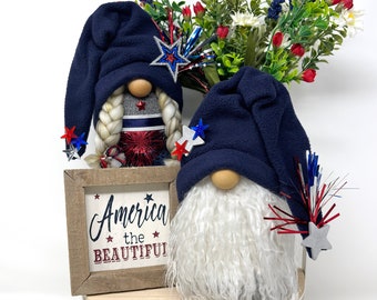 Patriotic Gnome Couple | 4th of July Gnomes, Independence Day Decor, Seasonal Decor, Handmade Gift