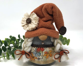 Small Boho Female Gnome | Fall Gnome Decor, Tiered Tray Decor, Garden Gnome, Diva Gnome