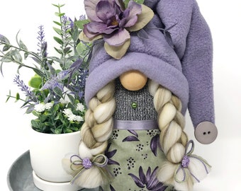 Purple Spring Female Gnome | Gnome Decor, Handmade Gift, Spring Decorations