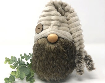 Fuzzy Forest Gnome, Gnome Decor, Rustic Modern Gnome